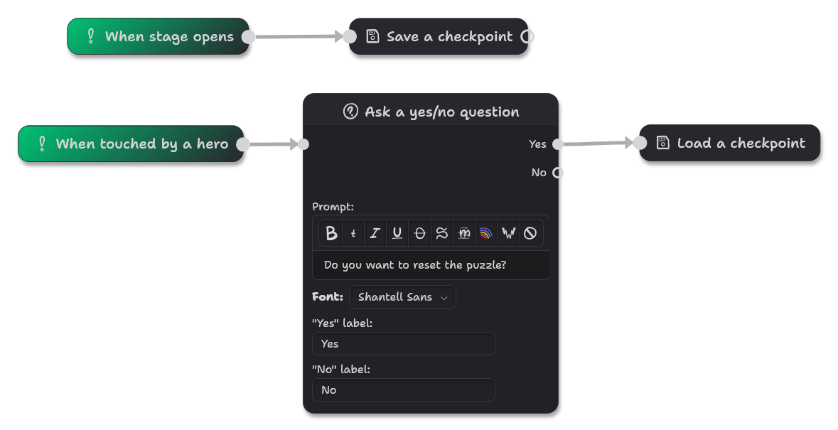 Простая настройка для контрольной точки-сброса
